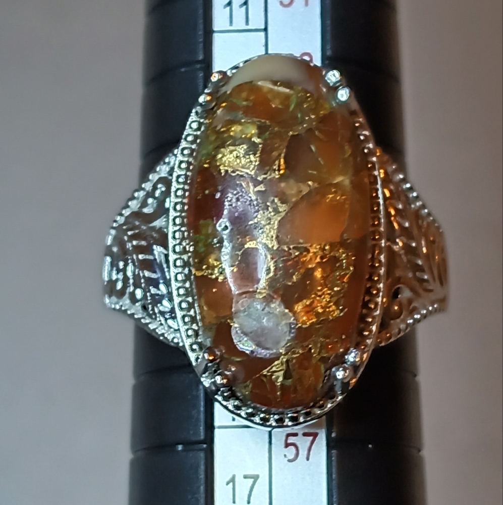 Size 7**Elongated Matrix Fire Opal Ring - Picture 8 of 13